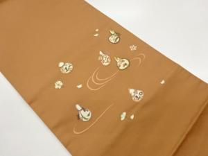 流水に瓢箪・桜模様刺繍名古屋帯